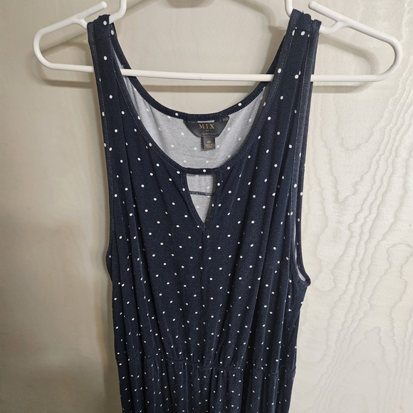 Navy Polka Dot Sleeveless Dress - Picture 1 of 3